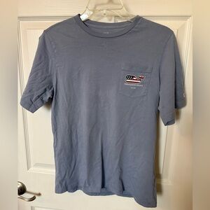 Vineyard Vines Light Blue Pocket Tee with USA Whale